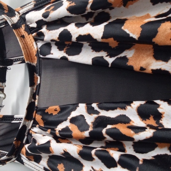 TEMPT ME BLACK LEOPARD HALTER ONE PIECE SWIMSUIT SIZE LARGE NWT - Picture 8 of 11